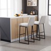 2 Set High Bar Stool Chairs with  Wood Legs and Back PU Leather Upholstered Barstools 265lbs Max Weighing Capacity for Kitchen Island Livingroom - 3 of 4