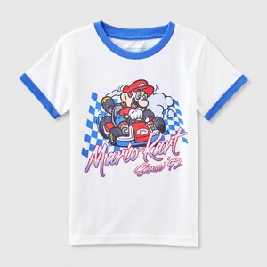 Toddler Nintendo Mario Kart Ringer T-Shirt - Blue/White - 1 of 3