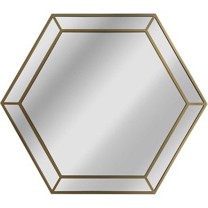 Chloe Lighting Reflection Golden Finish Hexagon Framed Wall Mirror 30 Inch Width - 1 of 4