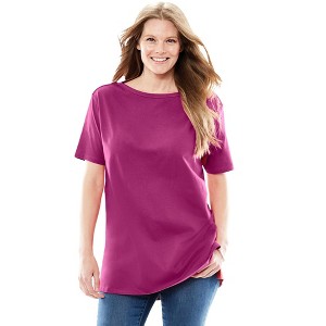 Woman Within Perfect Short-Sleeve Boatneck Tunic - 1 of 4