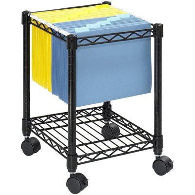 Steel Compact Metal Mobile File Cart in Black-Safco
