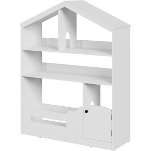 Acekool 3-Tier Kids Bookshelf with Motion Sensor Light, Toy Storage Organizer, Wooden House-Shaped Book Rack for Bedroom or Playroom, 47.2" Tall - 1 of 4