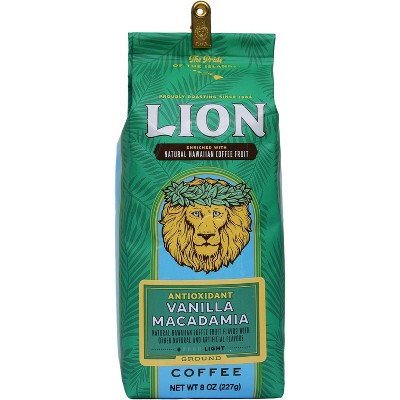 Lion Coffee Vanilla Macadamia Antioxidant Rich Light Roast Ground Coffee - 8oz