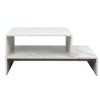 Modern Coffee Tables for Living Room, LED Coffee Table, Storage Coffee Table, Wood Center Table with 2 Drawers and Open Side Shelf, White - 4 of 4
