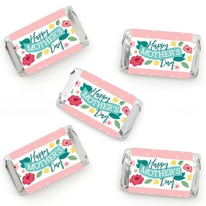 Big Dot of Happiness Colorful Floral Happy Mother's Day - Mini Candy Bar Wrapper Stickers - We Love Mom Party Small Favors - 40 Count - 1 of 4