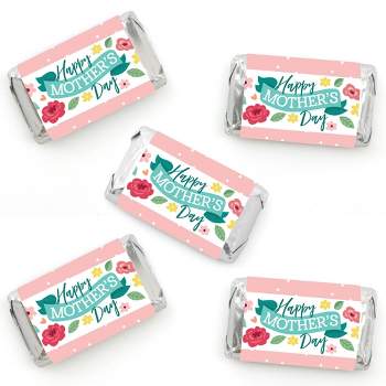 Big Dot of Happiness Colorful Floral Happy Mother's Day - Mini Candy Bar Wrapper Stickers - We Love Mom Party Small Favors - 40 Count