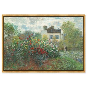 Art Remedy Monet - Garden with Dahlias Impresionism Landscape Wall Art Framed - 1 of 4