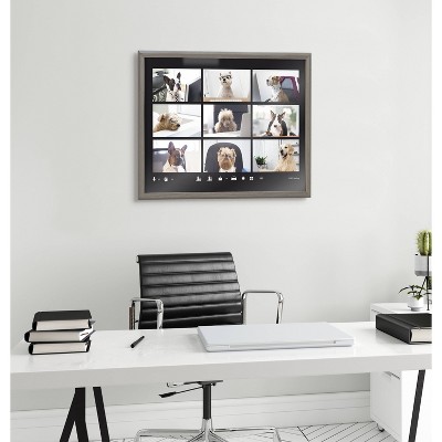 24" x 18" Gray Framed Video Chat Dogs Printed Glass Wall Art