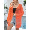 Women Crochet Cardigan Tie Front Long Sleeve Lightweight Cover Up Oversized Hollow Out Summer Cardigans - 2 of 4