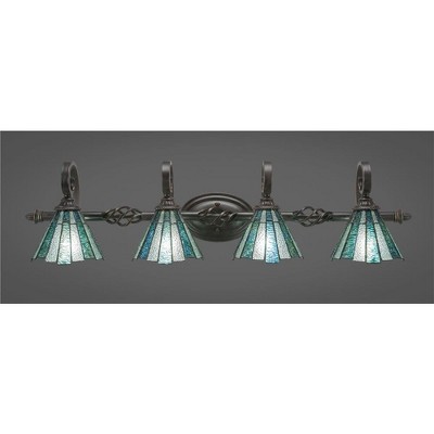 Toltec Lighting Elegante 4 - Light Vanity in  Dark Granite with 7" Sea Ice Art Glass Shade