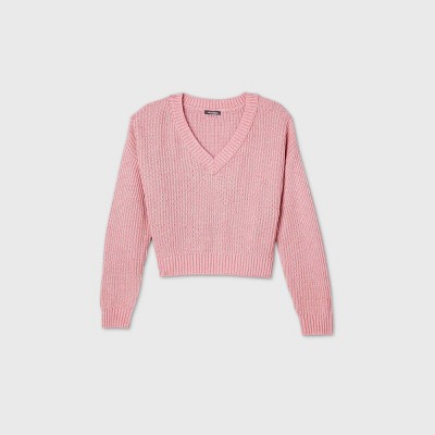 pink v neck sweater