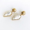 sanctuaire Diamond Shaped Semi Precious White Howlite Drop Earrings Gold - 3 of 4