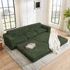 112.6" Modern Corduroy L-Shape Modular Floor Sectional Sofa with Right Arm Chaise Lounge, Convertible into a Queen Bed - 2 of 4