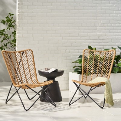 Maggift Patio Modern Accent Chairs, Outdoor Conversation Chairs, with Leisure Used, for Backyard, Garden, Beige, 24.5"*33.5"*35.5"
