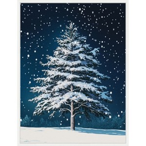 Amanti Art Winter Snowy Pine Tree by Pictufy Studio Canvas Wall Art Print Framed - 1 of 4