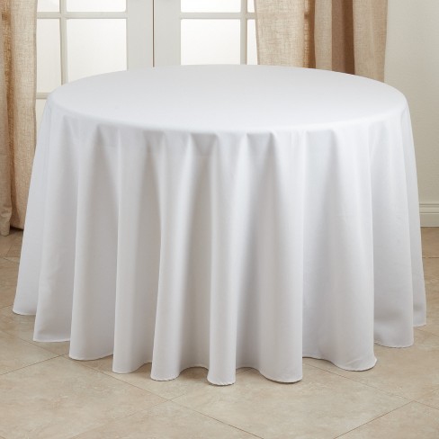 Round Polyester 132 Tablecloth - White