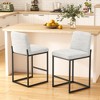 Vipbear Counter Height Bar Stools Set of 2, 25.6 Inch Linen Fabric Barstools with Back and Matel Legs, Upholstered Counter Chairs with Footrest - 2 of 4