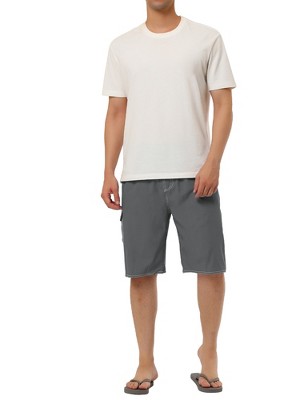 TATT 21 Men's Summer Casual Drawstring Elastic Waist Solid Beach Board Shorts Gray 30 — фото 2