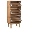 vidaXL Shoe Cabinet Brown Solid Pine Wood Medium Shoe Cabinet - 3 of 4
