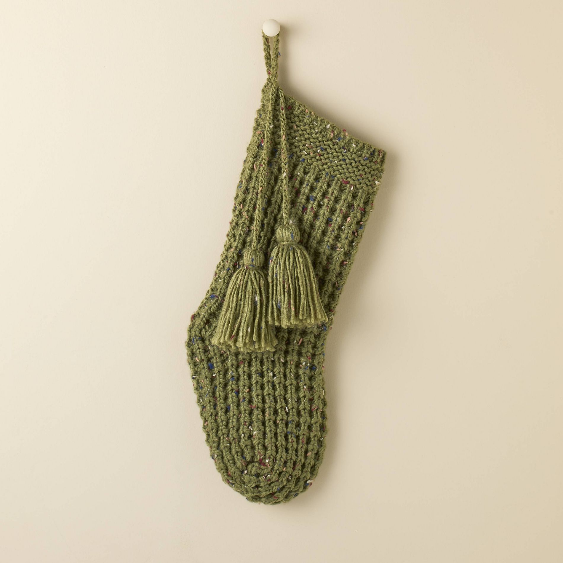 20" Confetti Fleck Waffle Knit Christmas Stocking Sage - Hearth & Hand™ with Magnolia: Farmhouse Holiday Decor, 20"