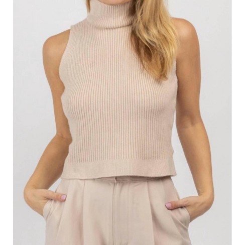 Mock Neck Plain Knit Tank Top