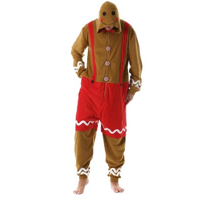 followme Mens One Piece Gingerbread Man Christmas Adult Onesie