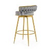DOMETOUR Swivel Counter Height Bar Stools Set of 2 with Hand-Woven Backrest & Metal Legs Low Back Upholstered Chairs for Island Dining Room - 2 of 4