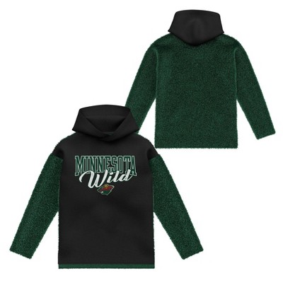 NHL Minnesota Wild Girls' Faux Fur Long Sleeve Hooded Sweatshirt
