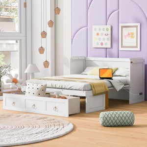 Streamdale Queen Size Murphy Bed with USB Port and a Large Drawer, White - 1 of 1