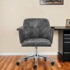 HomeRoots Dark Gray and Silver Velvet and Steel Adjustable Swivel Rolling Conference Office Chair - 2 of 4