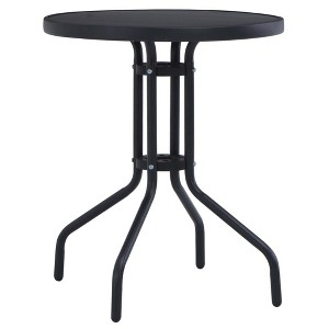 vidaXL Patio Table with Glass Top Garden Side Table Outdoor Furniture Steel - 1 of 3