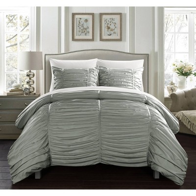 King 7pc Aurora Bed In A Bag Comforter Set Gray - Chic Home Design