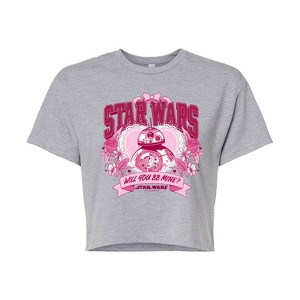 Women's - Star Wars - Valentine Bb8 Collegiate Cropped Graphic T-Shirt - 1 of 4