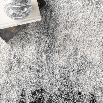 Black Abstract 8' x 10' Stain-Resistant Synthetic Rug