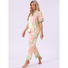 cheibear Women's Silky Short Sleeves Sleepshirt with Pants Sleepwear Pajama Set 2 Pcs - 3 of 4