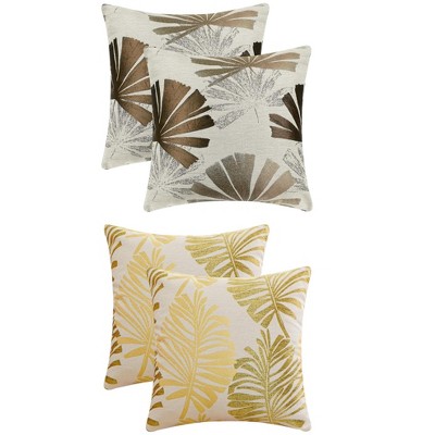 REGALWOVEN 4 Pcs Leaves Pattern Decorative Throw Pillow Covers for Home Decor 18" x 18"