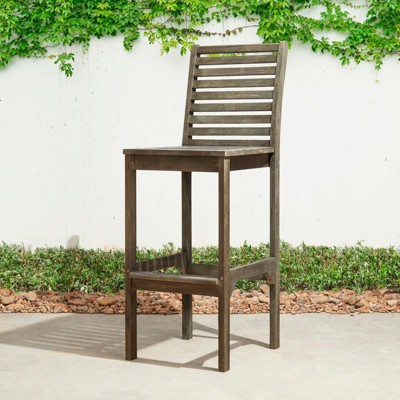 Solhome Emilio Grey-washed Farmhouse Wood Bar Chair