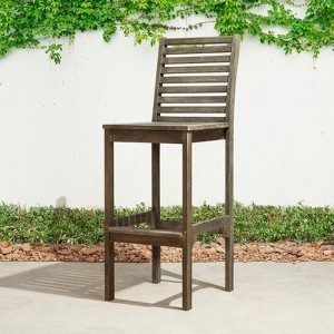 Solhome Emilio Grey-washed Farmhouse Wood Bar Chair - 1 of 4