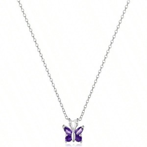 Butterfly Pendant Necklace with Gemstones, 18 Length This necklace includes an 18" cable chain with spring ring clasp - 1 of 4