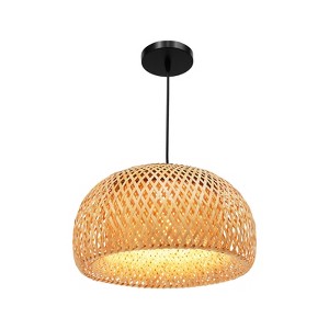 YIYIBYUS Bamboo Wicker Rattan Shade Pendant Lamp, Vintage Chandelier - 1 of 4