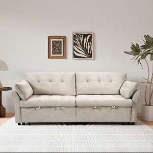89.8 in Wide Straight Arm Fabric Rectangle Reclining Sectional Sofa - 1 of 4