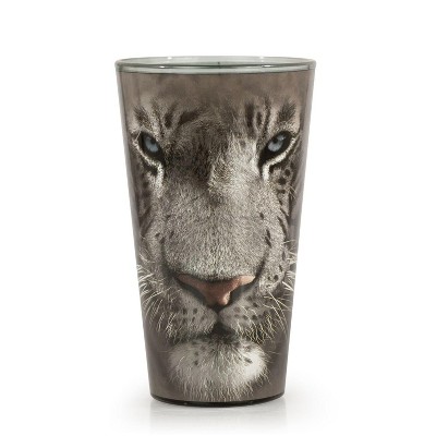 Just Funky White Tiger Collectible Animal Print Glass | White Tiger 16-Ounce Pint Glass