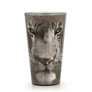 Just Funky White Tiger Collectible Animal Print Glass | White Tiger 16-Ounce Pint Glass - 1 of 4