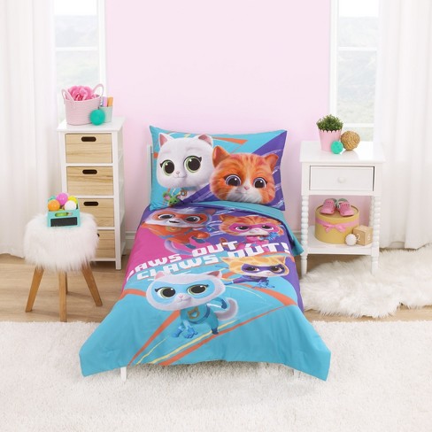 NoJo Disney Super Kitties 4pc Toddler Bed Set - Comforter, Fitted Bottom Sheet, Flat Top Sheet, and Reversible Pillowcase - image 1 of 4