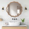 Wood Mirror, 24 Inch Wave Round Rustic Farmhouse Nature Wooden Circle Boho Mirror - 3 of 4