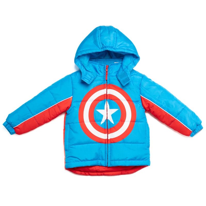 Marvel Avengers Spider-Man Hulk Black Panther Captain America Zip Up Winter Coat Puffer Jacket Toddler to Big Kid, 3 of 8