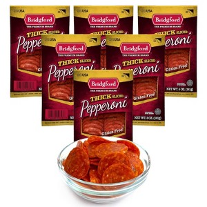 Bridgford Thick Sliced Pepperoni 5 oz  - Thick Pepperoni Slices for Pizza and Sandwiches with Zero Carb Ideal for your Keto Diets - 1 of 4