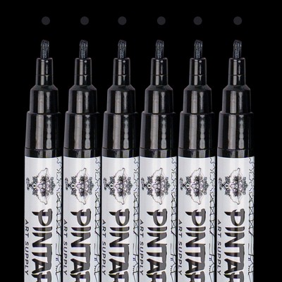 PINTAR Premium Acrylic Paint Pens - 3 Black & 3 White(6-Pack) Extra Fine  Tip(0.7) Rock Painting, Wood, Paper, Fabric, Craft Supplies, DIY Project