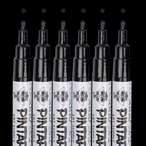 PINTAR Premium Acrylic Paint Pens - 1mm Fine Tip Pens For Rock Painting, Ceramic, Wood, Craft Supplies, DIY Project (6 Black) - 1 of 4