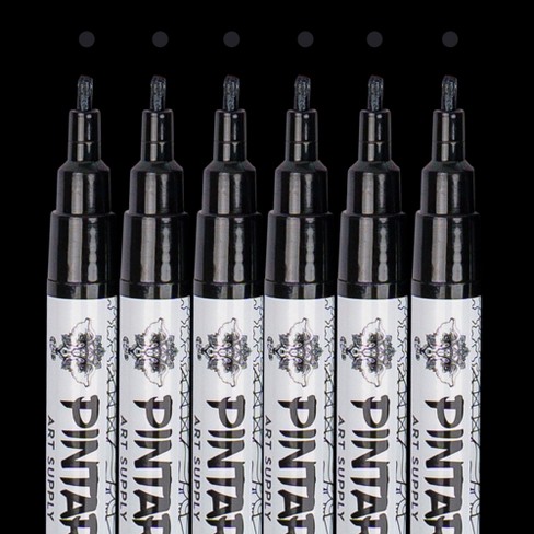 PINTAR Premium Acrylic Paint Pens - 1mm Fine Tip Pens For Rock Painting,  Ceramic, Wood, Craft Supplies, DIY Project (6 Black)